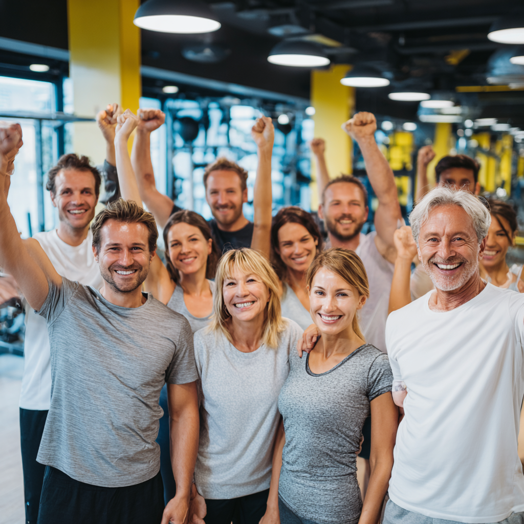 Smiling middle-aged Ukrainian woman in athletic wear stretching outdoors in natural lighting